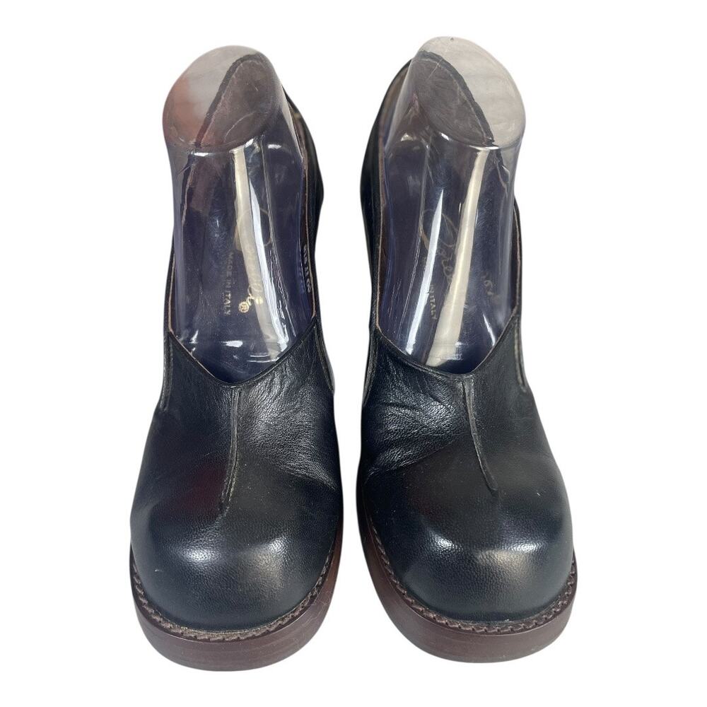 Vintage Corellie Women’s Black Leather Platform Heels Size-10B Made In Italy - Picture 4 of 10